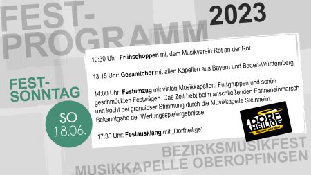 BMF 2023 in Oberopfingen | Unser Programm am Sonntag 18.06.2023 | Fest-Sonntag